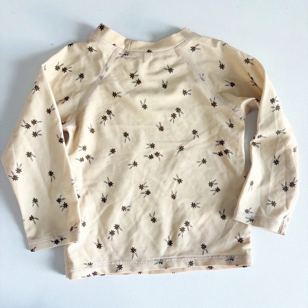 Rylee + Cru Baby Girl Floral Long Sleeve Boho Coastal Rash Guard Swim Top 12-18M